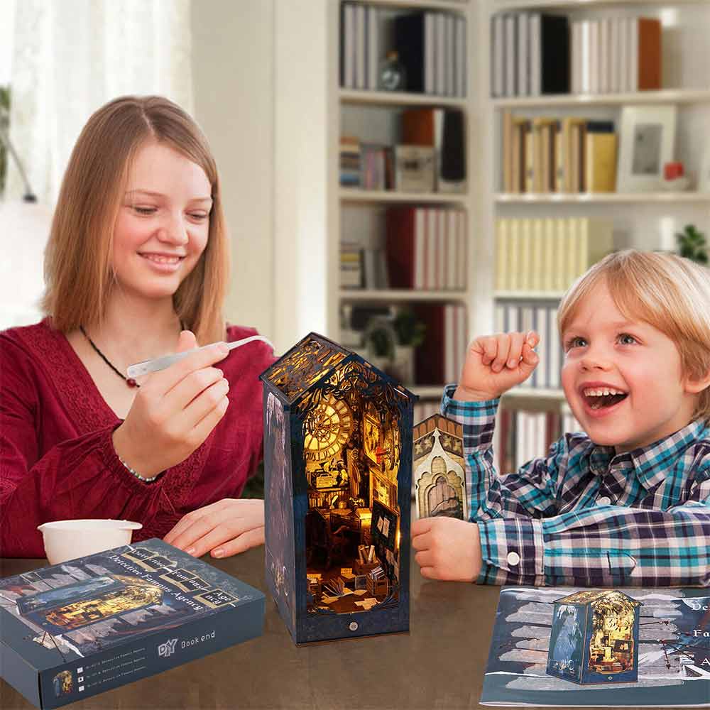 DIY Book Nook Kit 3D puzzle bookshelf Detective Society hand assembled model
