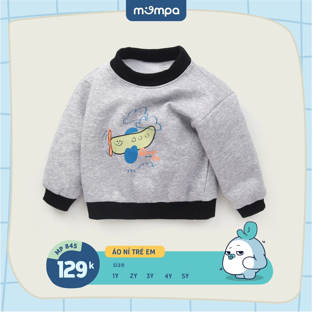 Áo dai tay Mompa nỉ lông cho bé trai bé gái