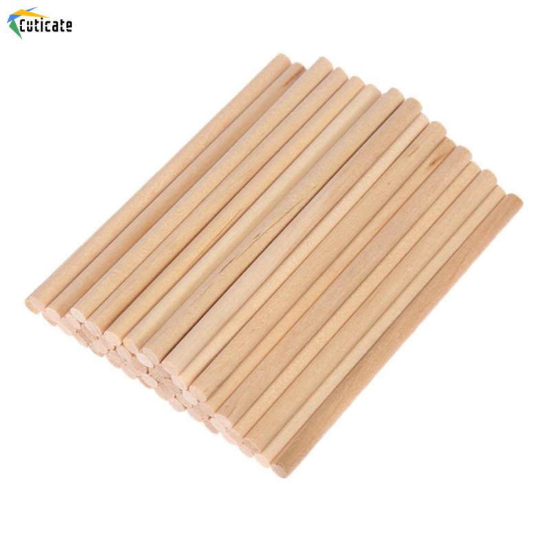 Set 50 Que Gỗ Tròn 10cm / 15cm / 20cm Đường Kính 5mm