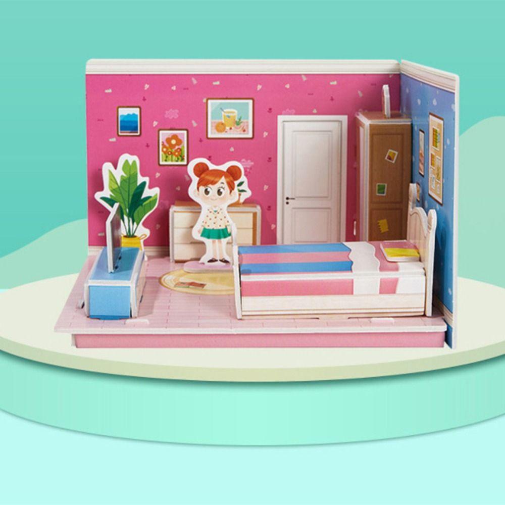 Mmluck Mô Hình Đồ Chơi Xếp Hình Phòng Bếp Phòng Ngủ 3d Thủ Công Dành Cho Trẻ