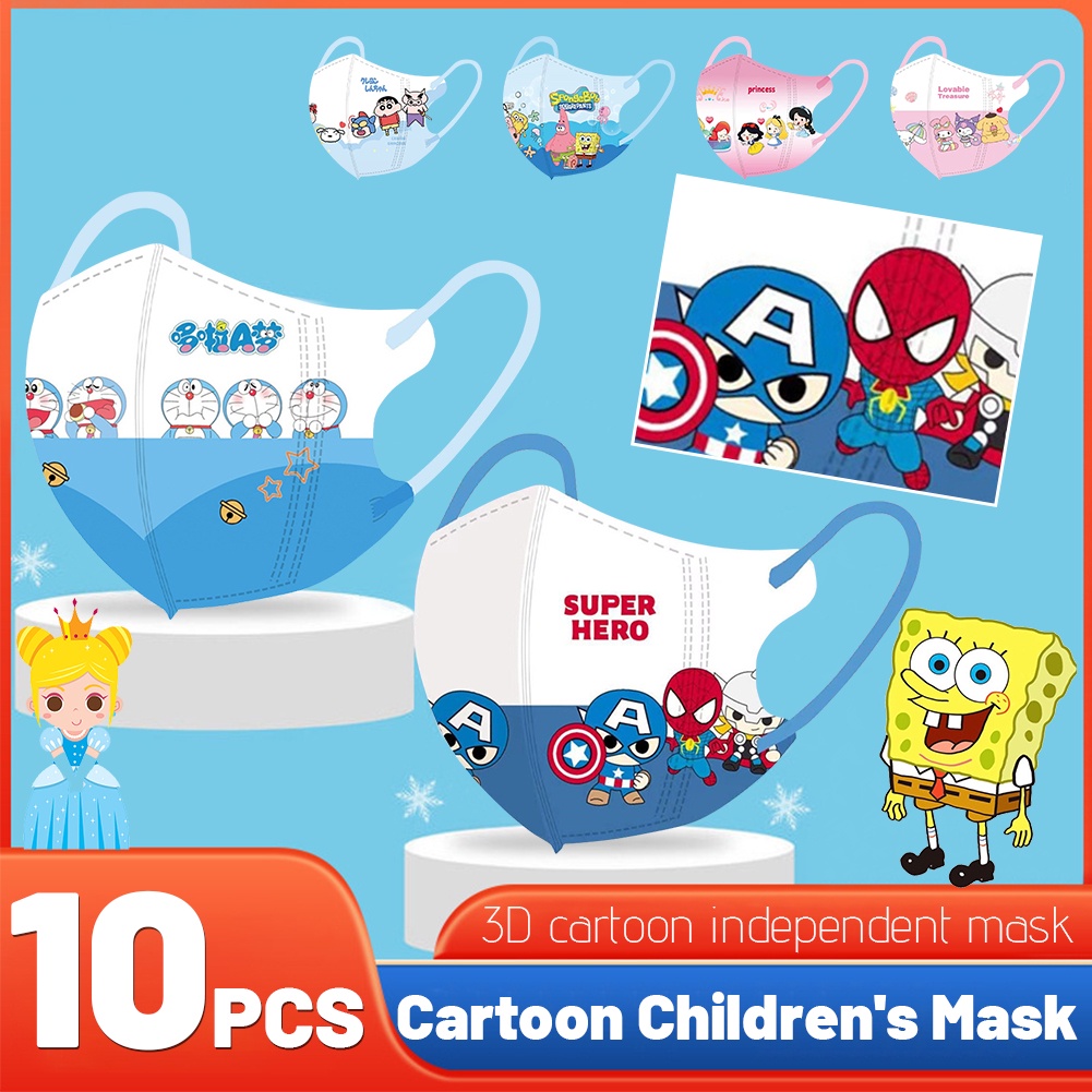 10 chiếc Mặt nạ hoạt hình Doremon Kuromi Sanrio Mặt nạ mới mùa hè Mặt nạ bảo vệ dùng một lần cho trẻ em