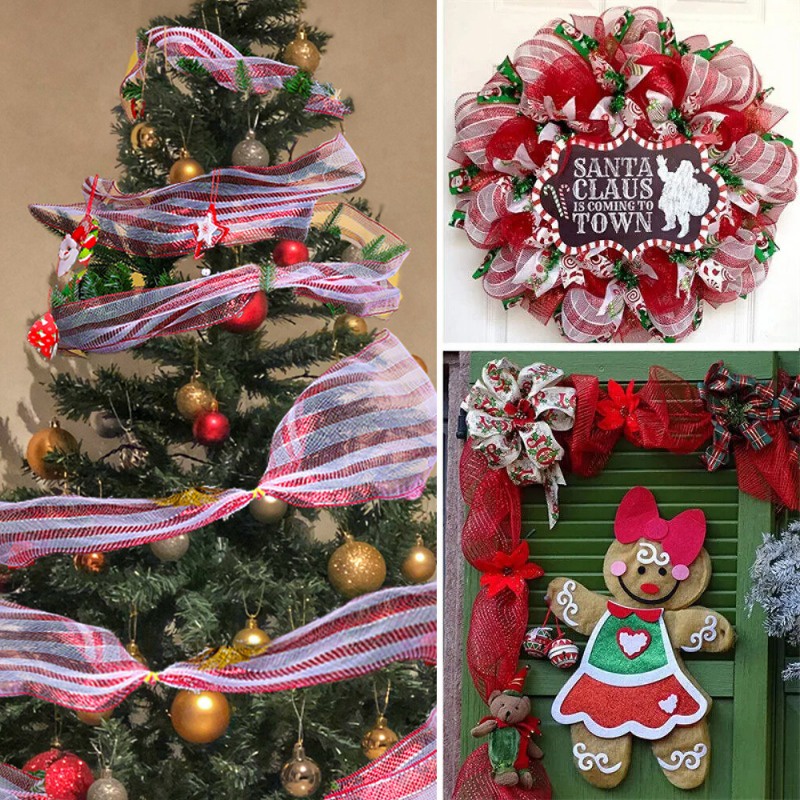 Cuộn Dây Ruy Băng Lưới 10 yards 26cm Trang Trí Giáng Sinh / Năm Mới