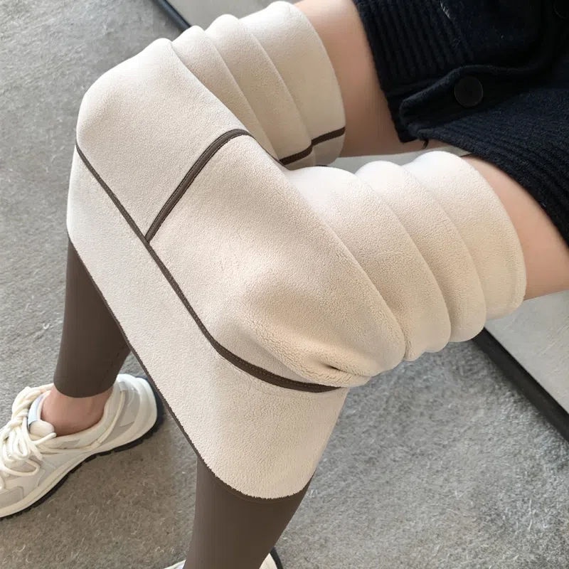 Quần Dài Thể Thao Bằng Lông Cừu Lót Lông Cừu Che Bụng Nâng Hông Thời Trang Thu Đông Cho Nữ