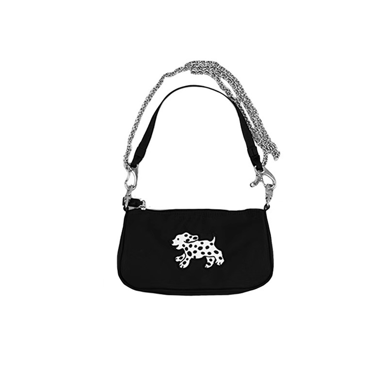 Túi Xách Da Pu Màu Đen Phối Dây Xích Độc Đáo Thời Trang Cho Nữ