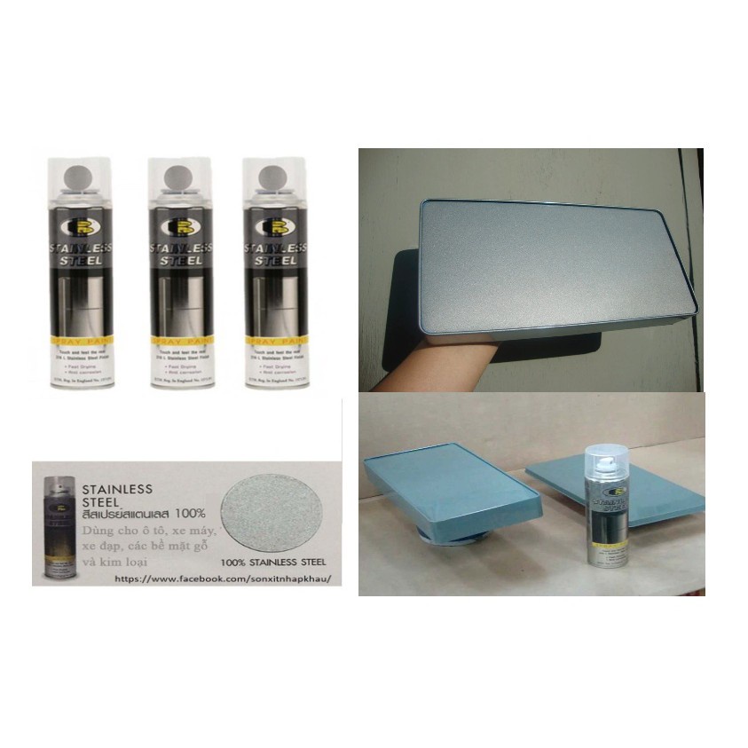 Sơn Xịt Mạ Kẽm Stainless Steel Bosny Thái Lan - Hàng Chuẩn Công Ty