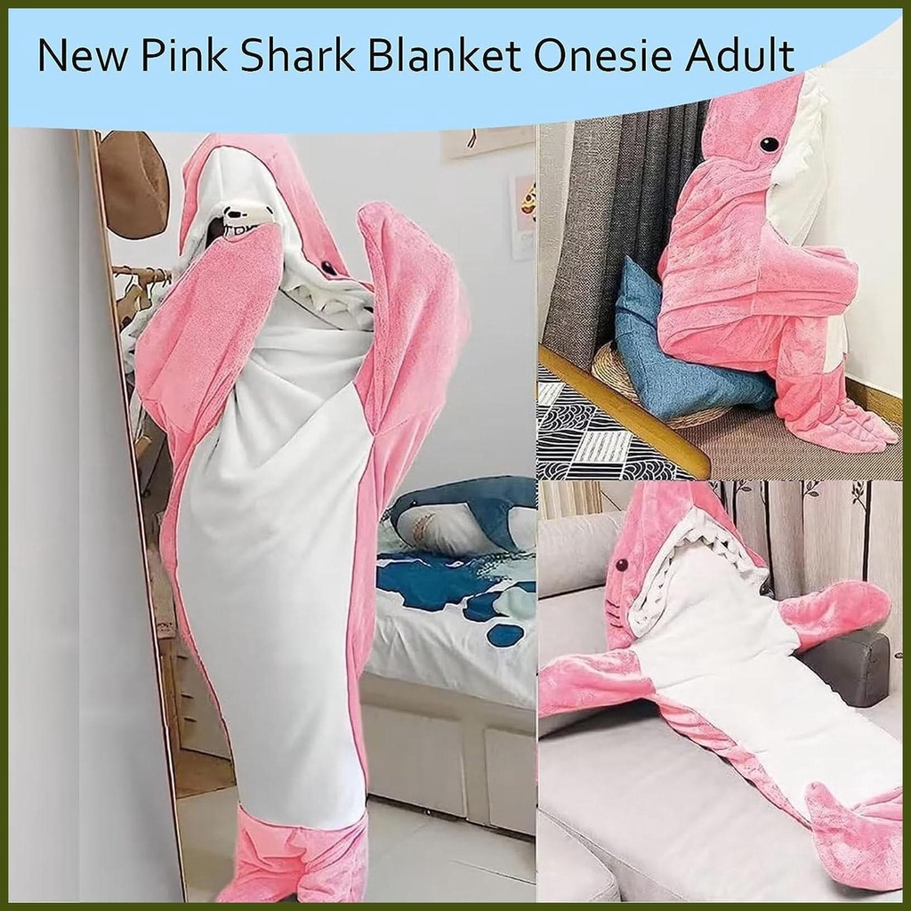 Chăn Liền Thân Hóa Trang Cá Mập Hoạt Hình onesie Đáng Yêu Có Mũ Trùm Đầu Cho Trẻ Em Và Người Lớn tongvn