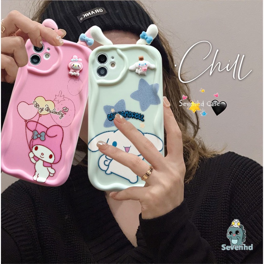 Tương Thích Với iphone 15 14 13 12 11 pro max 7 8 plus se2020 x xr xs max 6 6s plus Viền Cong 3d Hình Chú Chó Tai To Xinh Xắn Ốp