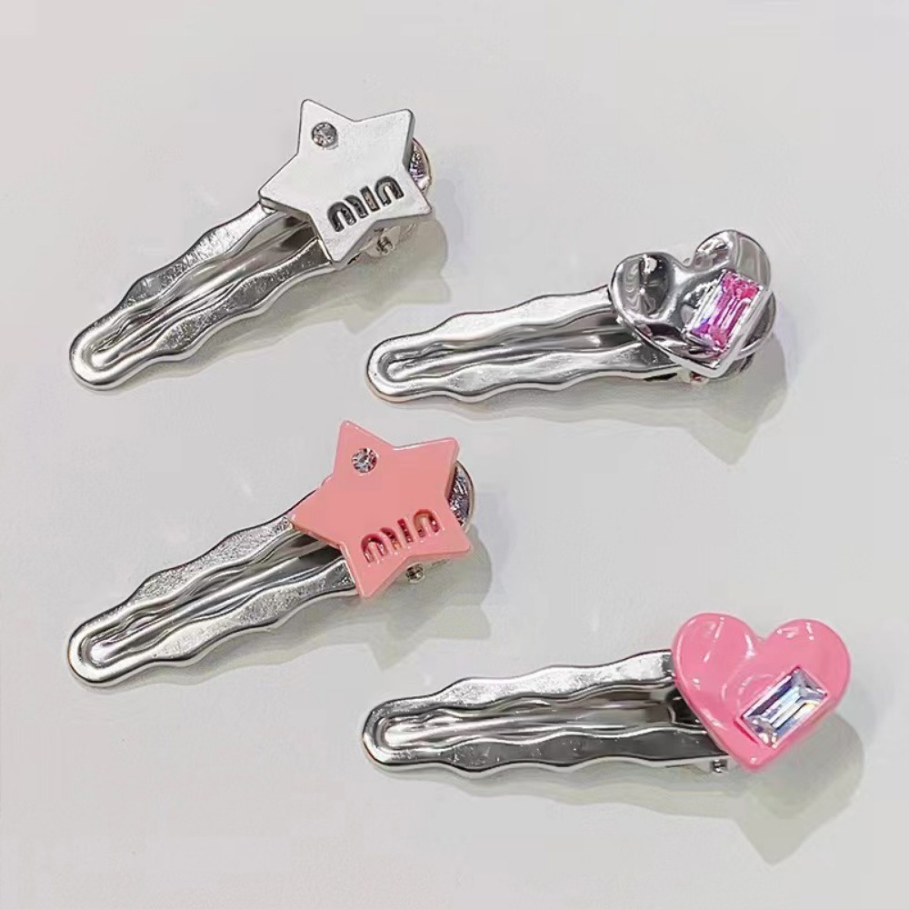 Kẹp Tóc Hình Ngôi Sao / Mặt Cười Bằng Hợp Kim Màu Xám Bạc Sang Trọng Ngọt Ngào