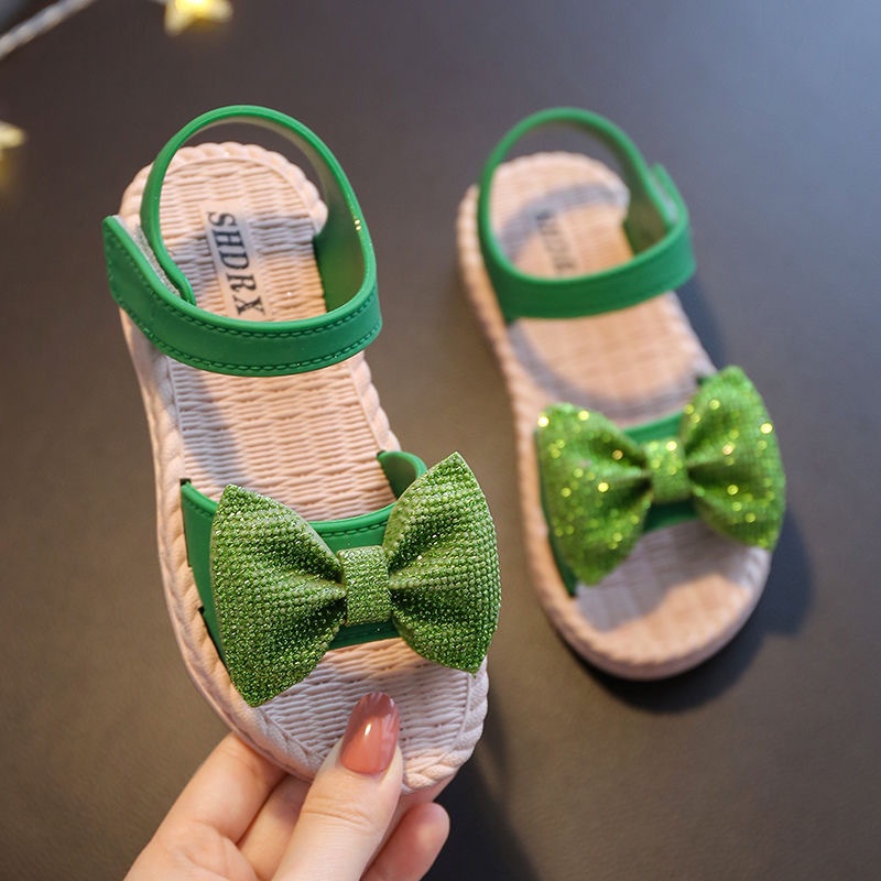 Giày Sandal Đế Mềm Đính Nơ Phong Cách Hàn Quốc Cho Bé Gái
