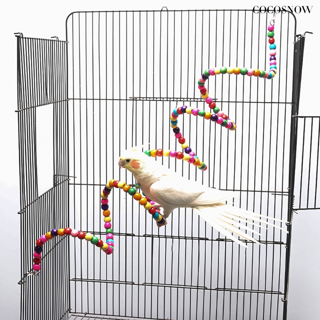 Đồ Chơi Xích Đu Bằng Gỗ Nhiều Màu Sắc Cho Chim Vẹt Leo Trèo