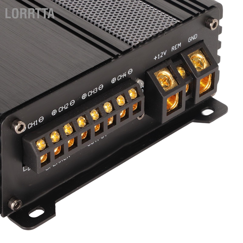 Lorrtta Bộ khuếch đại ô tô 4CH Class AB 400W 4 Ohms công suất 12V có thể kết nối cho loa Loa siêu trầm