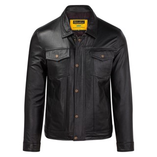 Áo khoác da nam, áo da thật cao cấp Fttleather Trucker Jacket Da Bò Dáng Sơ Mi Túi Hộp - AD405B