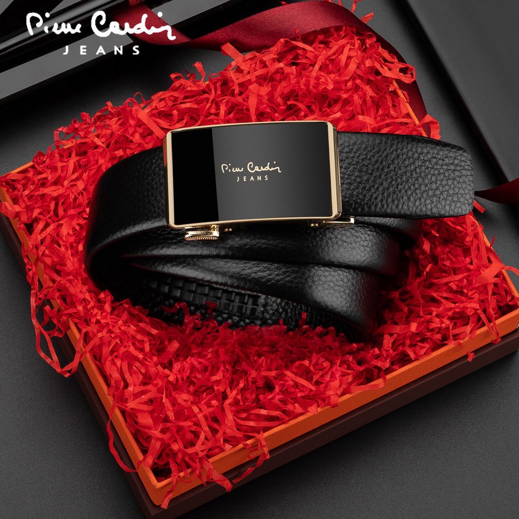 Thắt lưng nam da thật Pierre Cardin J1A826Z-783139 chính hãng, dây nịt nam viền vàng mặt gương sang trọng