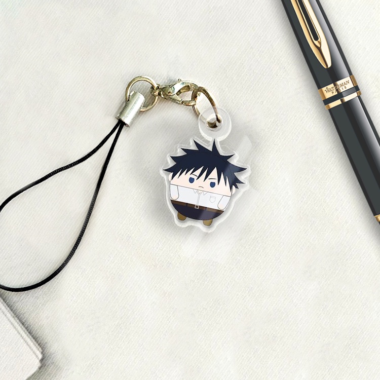 Móc khóa kèm dây treo điện thoại acrylic Itadori Gojo Getou Jujutsu Kaisen anime chibi cute trang trí ba lô cặp sách