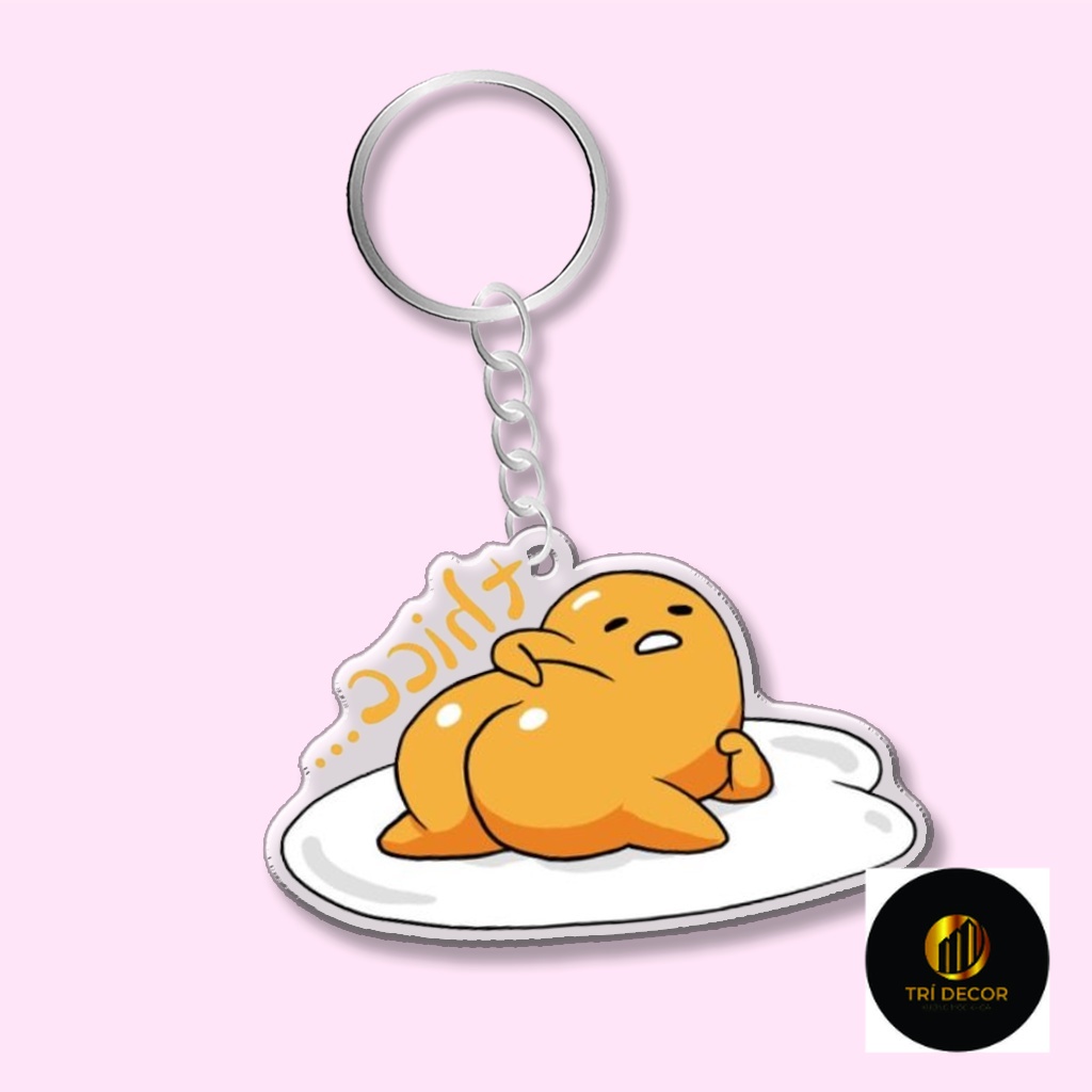 Móc Khóa Mica nhựa Arcrylic in hoạt hình Gudetama siêu dễ thương trang trí túi xác ba lô làm quà tặng