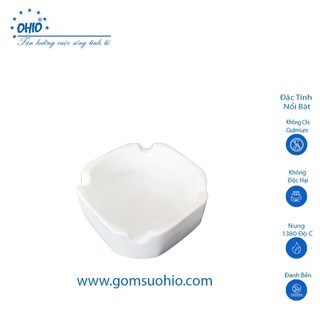 Gạt tàn vuông sứ trắng ohio