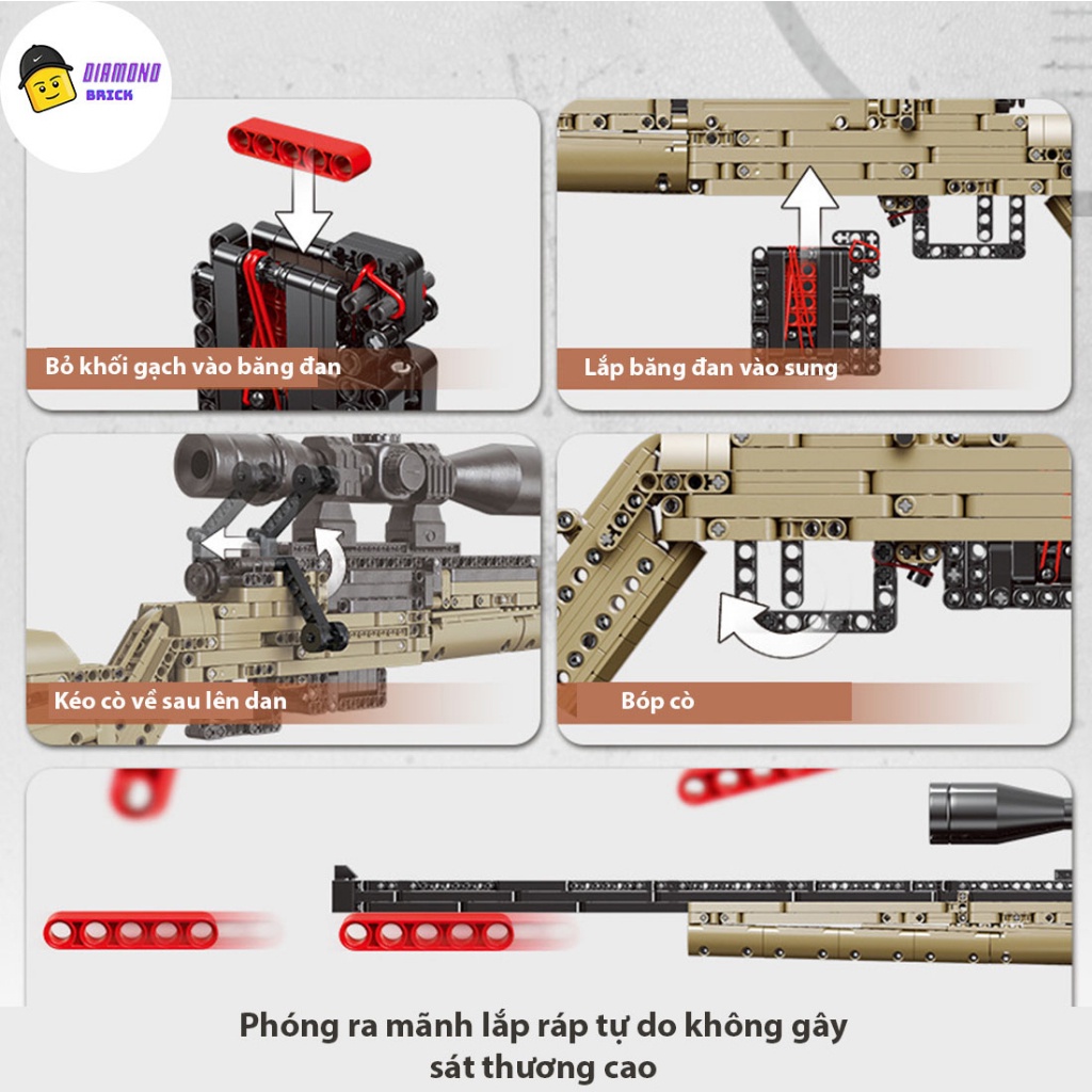 Xả hàng Lắp Ráp Kiểu LEGO Mô Hình Súng M24 Sniper Huyền Thoại Trong Game PUBG CSGO FREE FIRE XB24007 Xingbao đẹp tặng xe