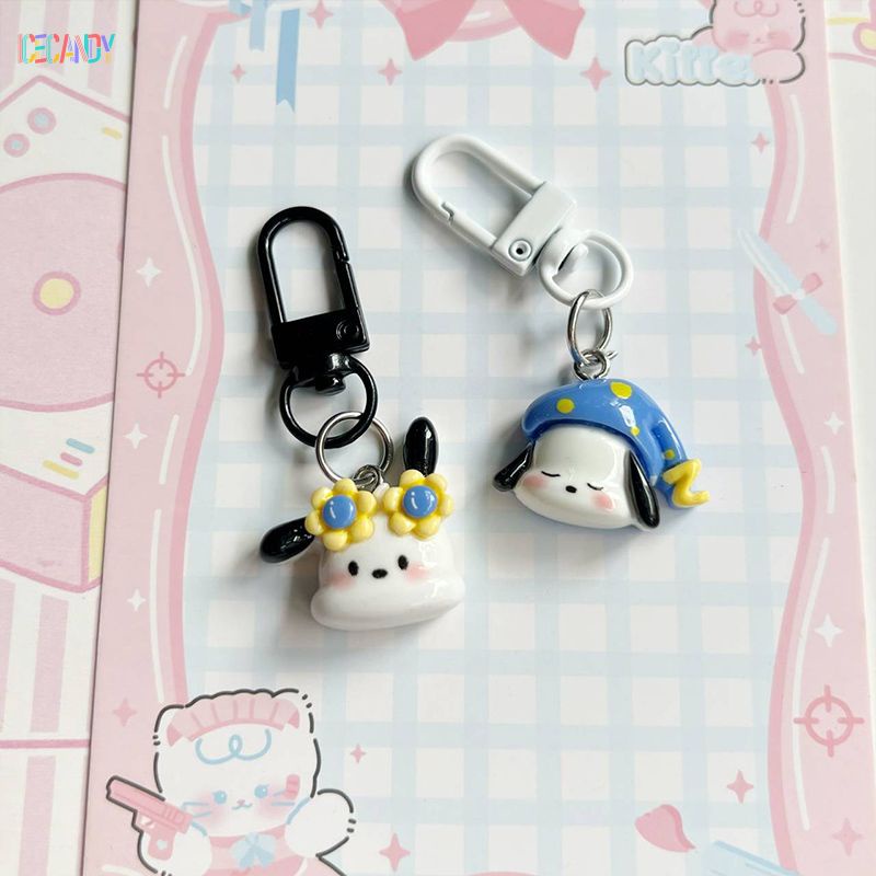 Ice🍓Dễ thương mùa hè buồn ngủ kính râm pacha dog cá tính sáng tạo keychain schoolbag mặt dây chuyền keychain