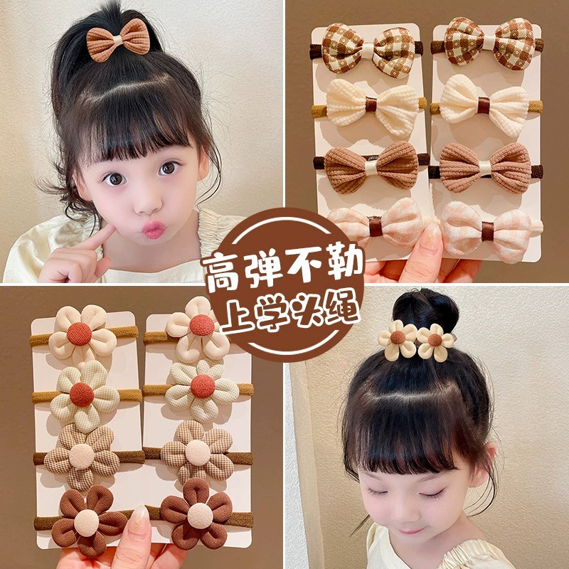 Set 5 Dây Cột Tóc Co Giãn Thời Trang Hàn Quốc Cho Bé Gái