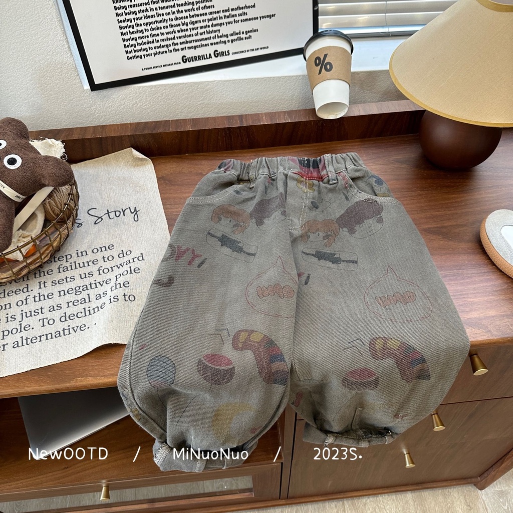 Quần Jean Thể Thao In Hình Phong Cách Hàn Quốc 2023 Mới Cho Bé Trai