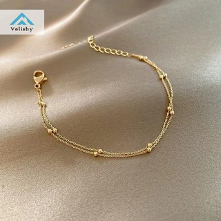 Vòng Tay / Lắc Chân Hai Lớp May Mắn Đơn Giản Cá Tính Và Đa Năng Cho Nữ