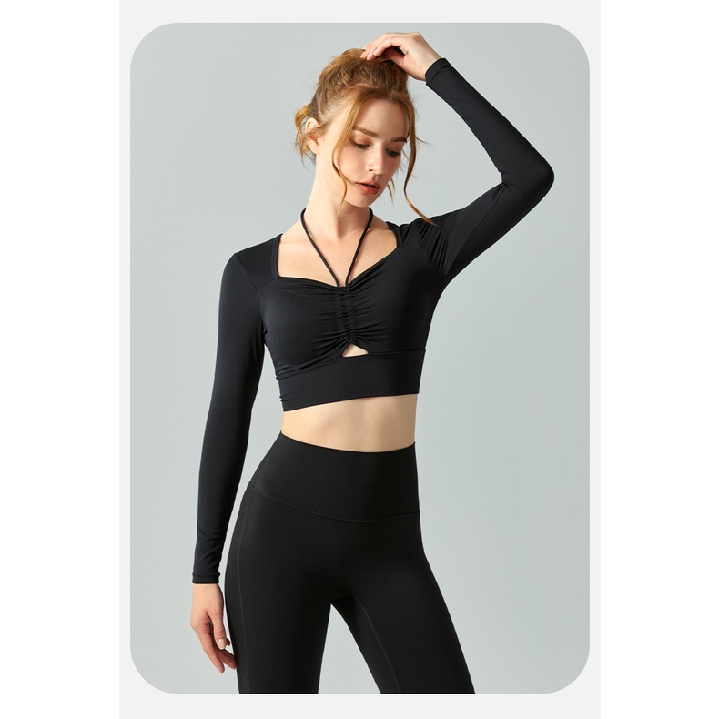 Áo Thun Thể Thao yoga Dài Tay Có Mút Đệm