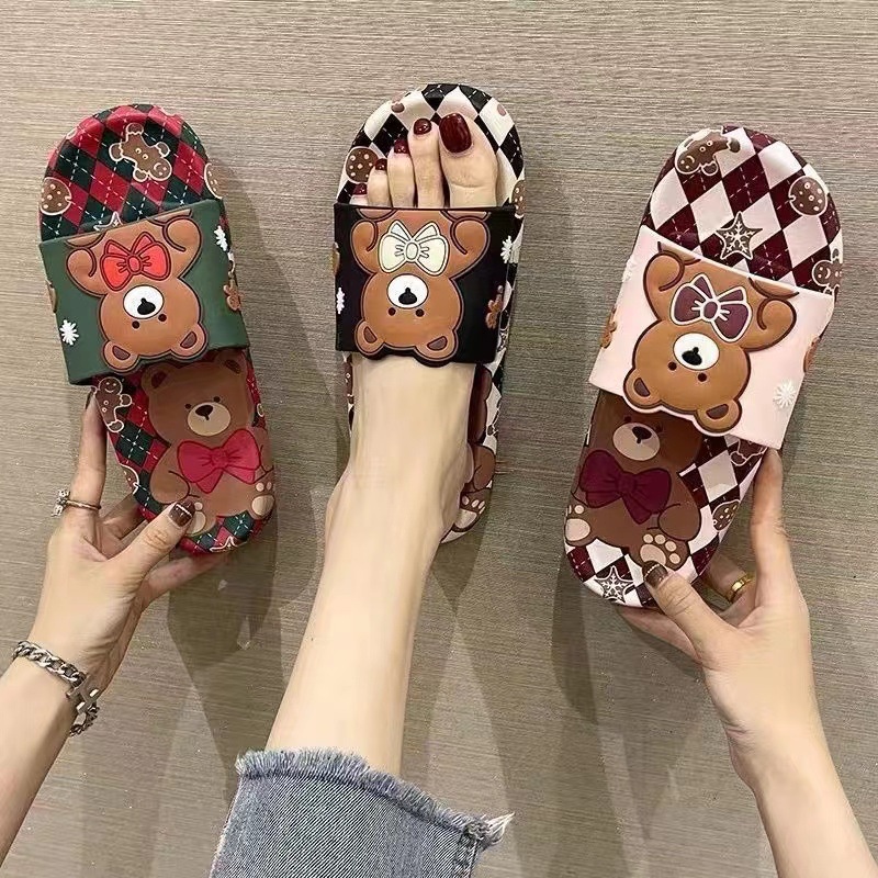 Dễ Thương Dép Đi Trong Nhà Đế Mềm Chống Trượt Hình Gấu Đáng Yêu