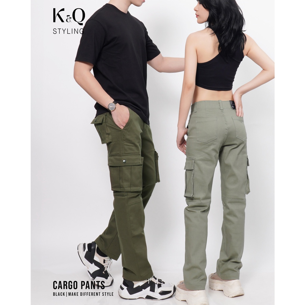 Quần cargo túi hộp nữ KQSTYLING kaki co giãn premium