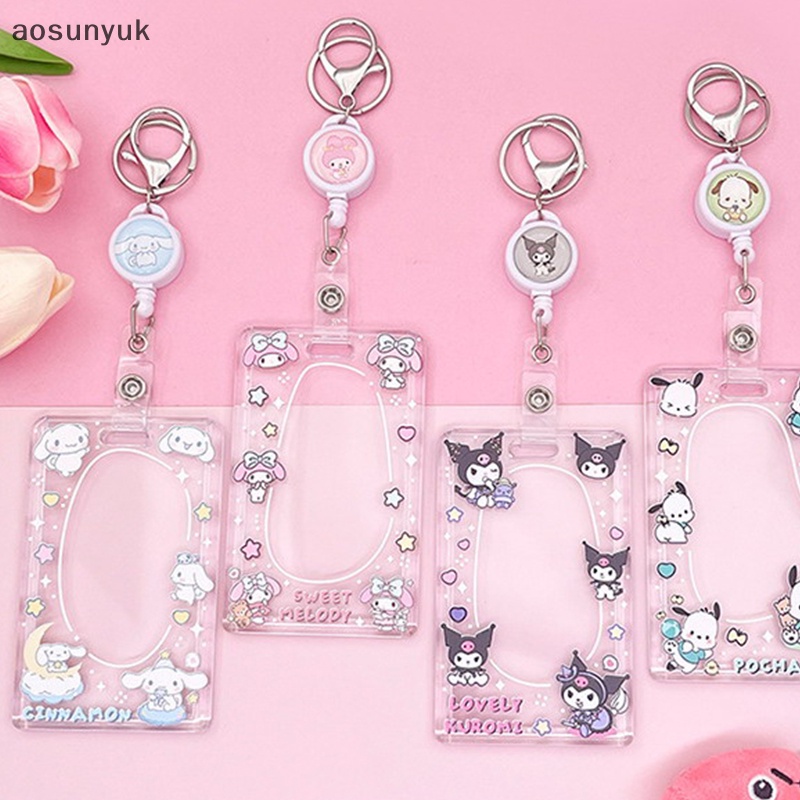 Aosunyuk sanrio kuromi my melody Đựng Thẻ Kèm Dây Đeo Họa Tiết Hoạt Hình anime cinnamoroll pompom purin Dễ Thương Cho Học Sinh