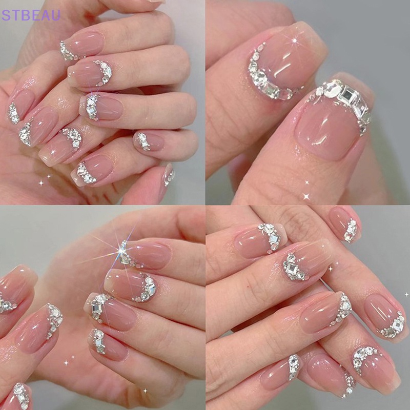 Set 50 Hạt Kim Cương Pha Lê Giả Pha Lê mini Hình Dạng Phẳng Hỗn Hợp Trang Trí Móng Tay