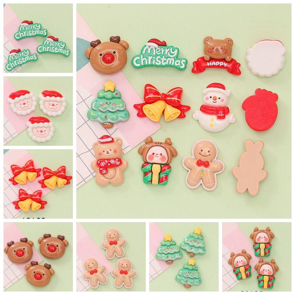 Twinkle Set 10 Hình Dán Trang Trí Giáng Sinh Bằng Nhựa resin Hình Ông Già Noel / Cây Thông / Người Tuyết / cabochons diy