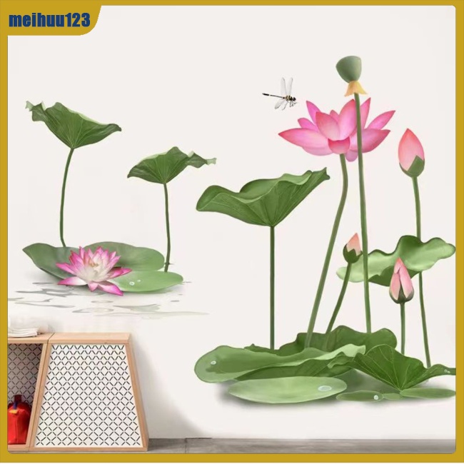 Giấy Dán Tường Tự Dính Họa Tiết Hoa Sen Phong Cách Trung Quốc Trang Trí Phòng Khách / Phòng Ngủ