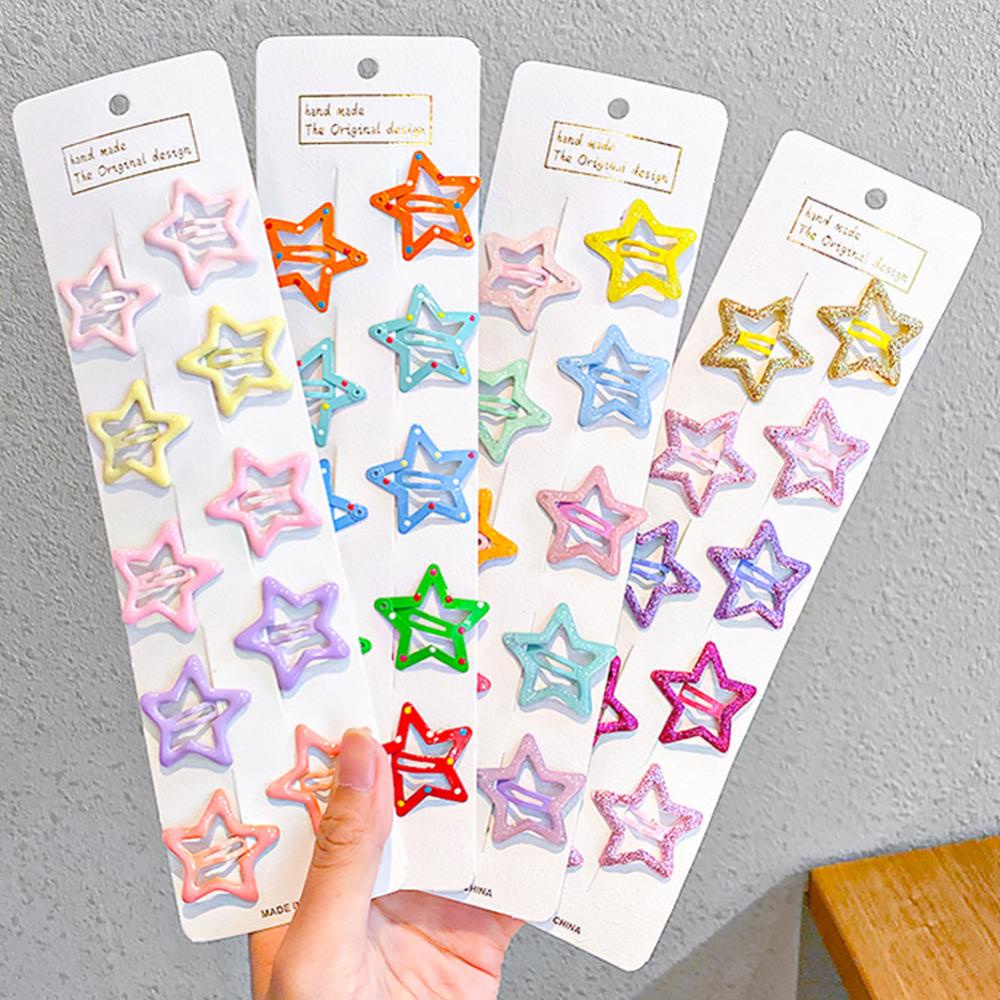 Cfstore set 10 Kẹp Tóc Hình Ngôi Sao Nhiều Màu Sắc Dễ Thương Cho Bé Gái q6t2