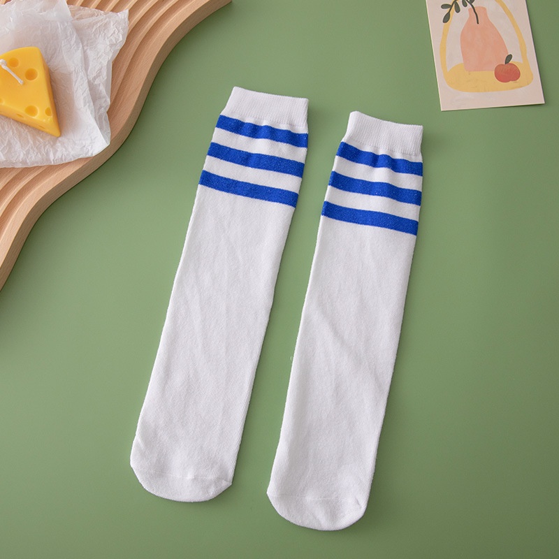 Vớ Dài Trung Bình Ba Sọc Trắng Đồng Phục Học Sinh Cho Bé Gái