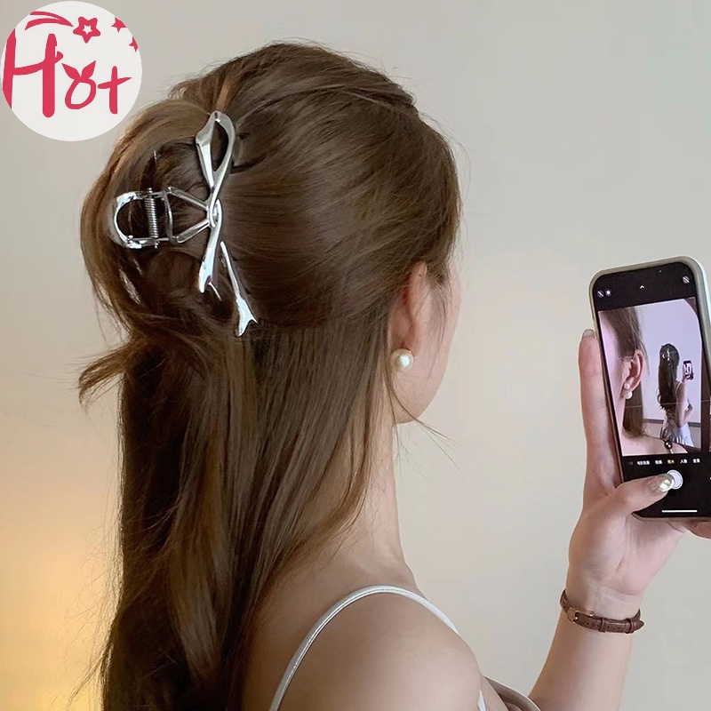 Jr 2023 Kẹp Tóc Kim Loại Hình Nơ / Cá Mập / Càng Cua Bằng Bạc Phong Cách Móng vn
