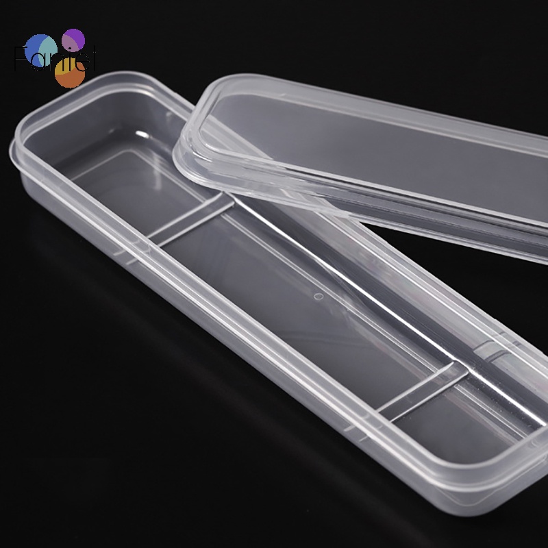 1 Hộp Nhựa Hình Chữ Nhật Trong Suốt Đựng Cọ Trang Điểm / Đá Quý