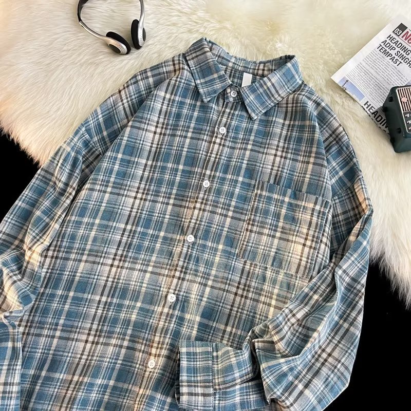 Áo Sơ Mi Nam Dài Tay Sọc Caro Cổ Điển Thời Trang