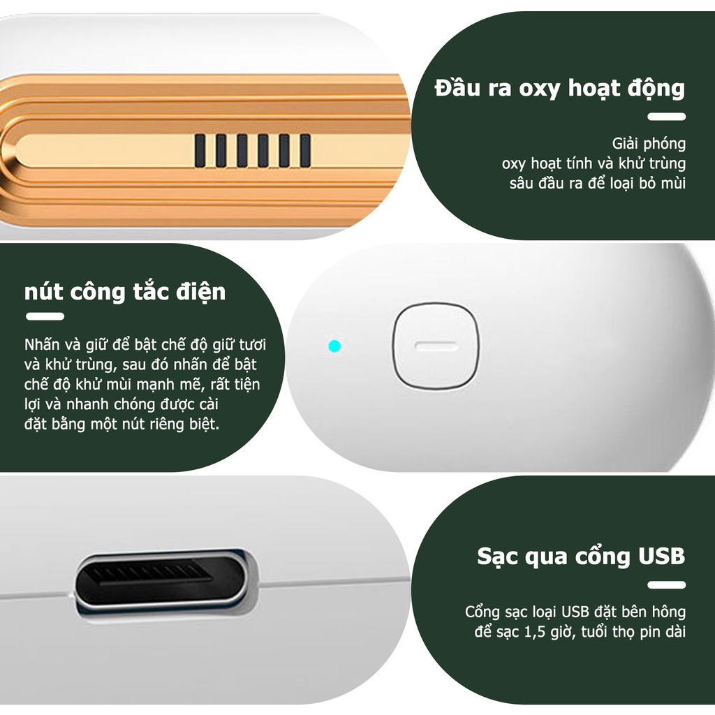 Xiaomi Youpin Máy Khử Mùi Tủ Lạnh Máy Lọc Không Khí Mini Diệt Khuẩn Tủ Lạnh Tích Hợp Công Nghệ Ozone Sản Phẩm Cho Gia Đình