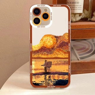 Ốp lưng iphone samsung xiaomi oppo cạnh vuông Van Gogh Art Tranh Nghệ Thuật Hoàng Hôn