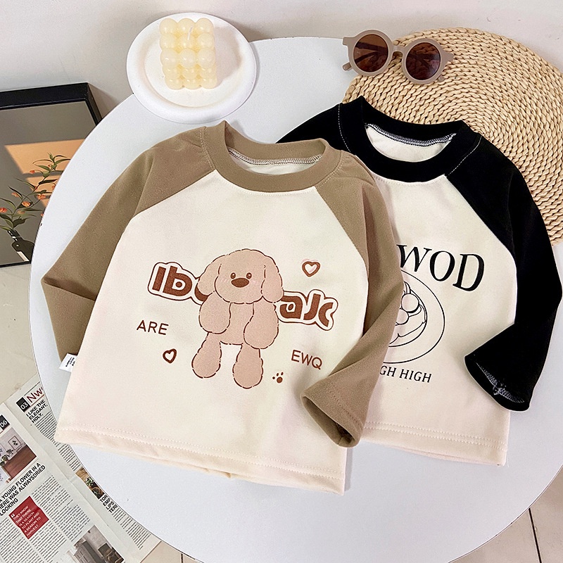 Homibear / / Áo Sweater Nhung Cổ Thấp Tay Dài Dáng Rộng Phong Cách Đức Cho Bé Trai Bé Gái