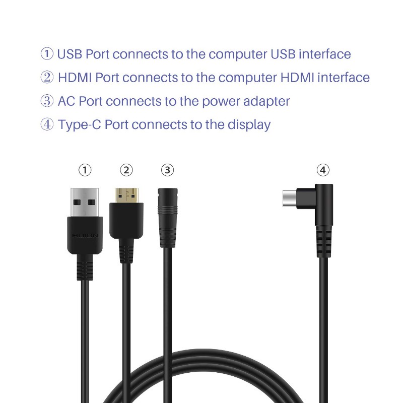 Huion Dây Cáp hdmi cb01 3 Trong 1 Cho Máy Tính Bảng Vẽ Đồ Họa pro 16 pro 13 pro 12