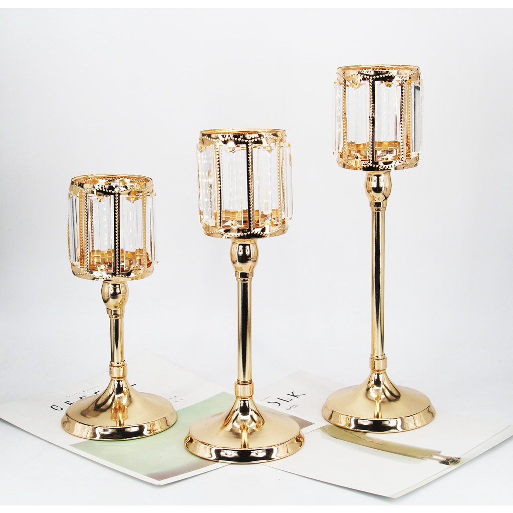 Giá Đỡ Nến Pha Lê Phong Cách Châu Âu Lãng Mạn Dùng Trang Trí Bàn Ăn / Tiệc Tối