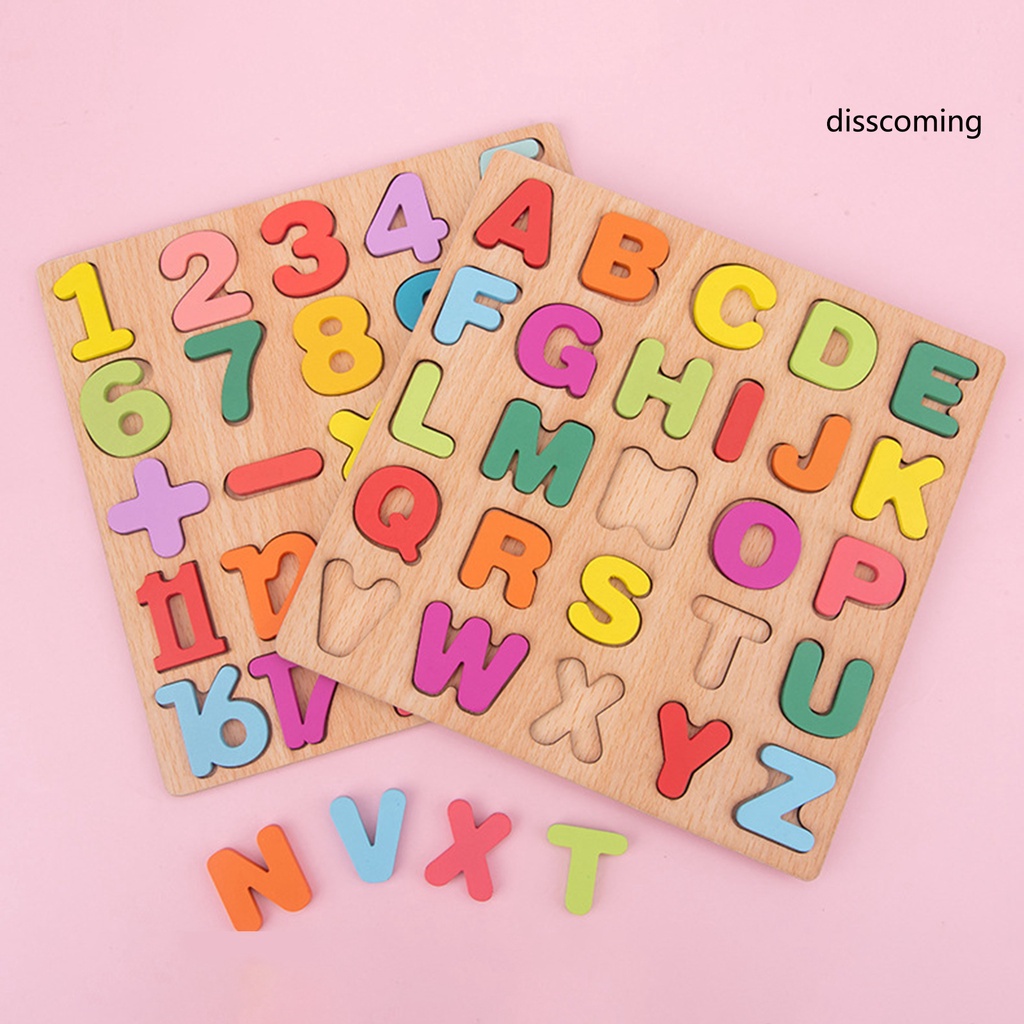 Đồ Chơi Xếp Hình Bảng Chữ Cái / Số Bằng Gỗ Cho Bé