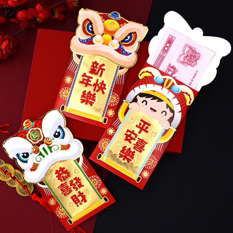 Set 6 Bao Lì Xì 3d Hình Rồng Đỏ Cho Lễ Hội Mùa Xuân 2024