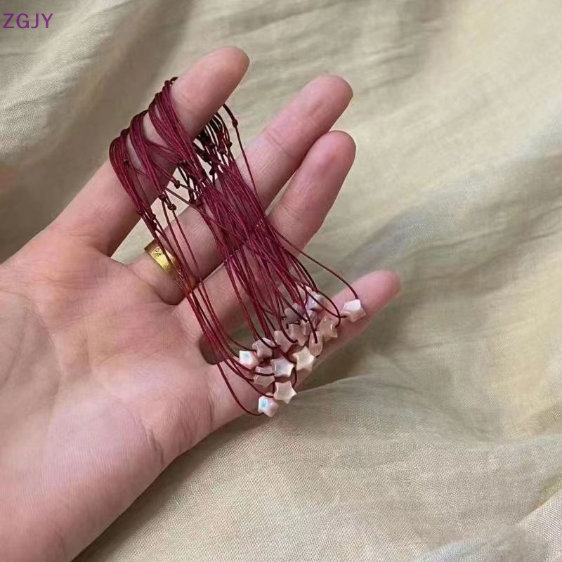 Vòng Tay Dây Đỏ May Mắn Mặt Ngôi Sao Năm Cánh Có Thể Điều Chỉnh Cho Bạn Bè Mới