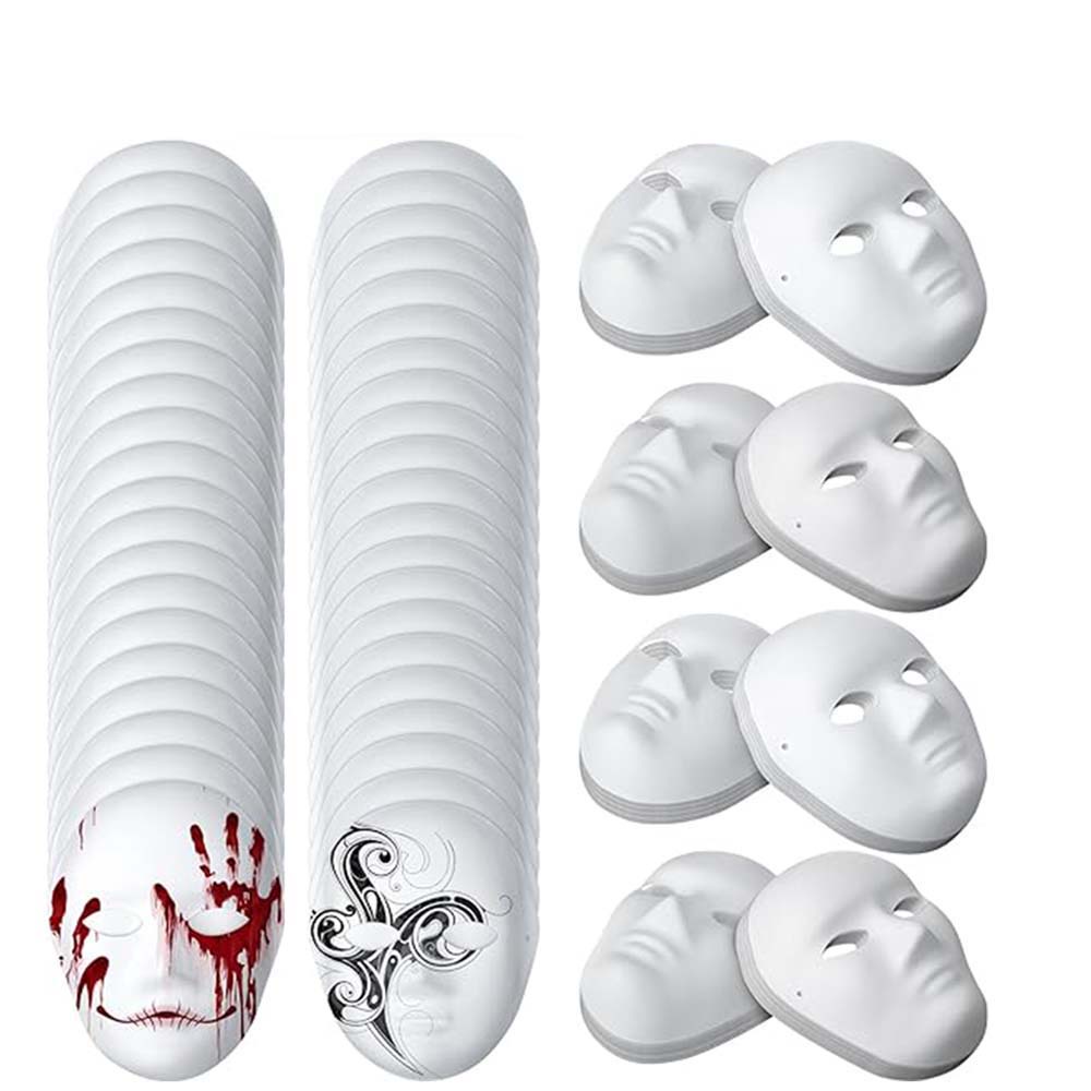 10PC DIY White Plain Paper Full Face Mask Opera Masquerade Children Painting Jabbawockeez Masks