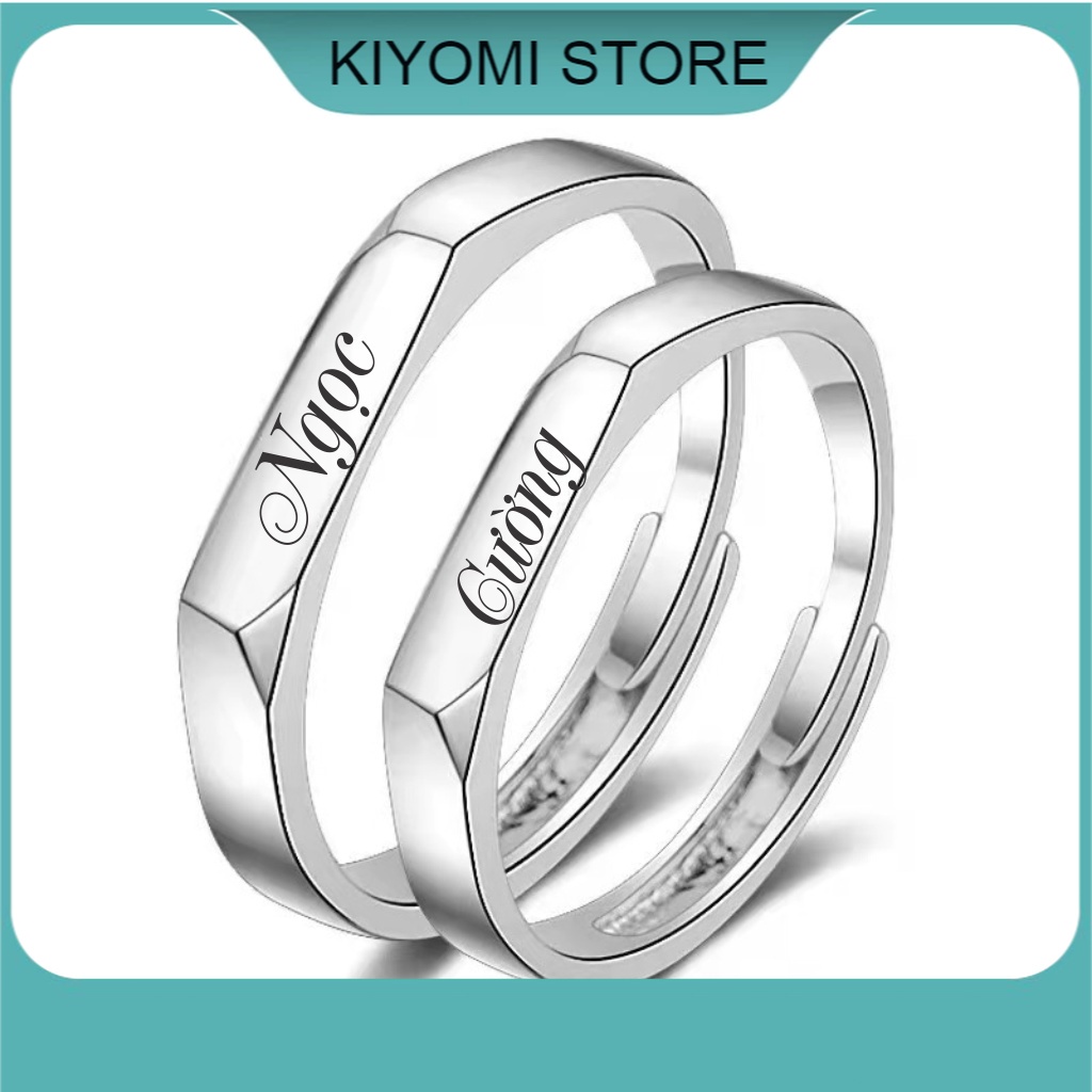 Nhẫn đôi nhẫn cặp nam nữ khắc tên theo yêu cầu freesize không gỉ không phai màu