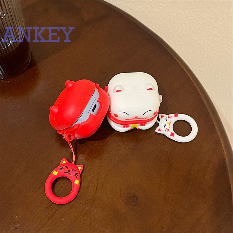 For Samsung Galaxy Buds FE / Buds Pro / Buds2 / Buds 2 Pro / Buds Live Case Lucky Cat Protective silicone Cute Cartoon Covers Bluetooth Earphone Shell Headphone Portable