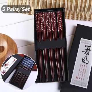 Set 5 đôi đũa gỗ phong cách nhật bản