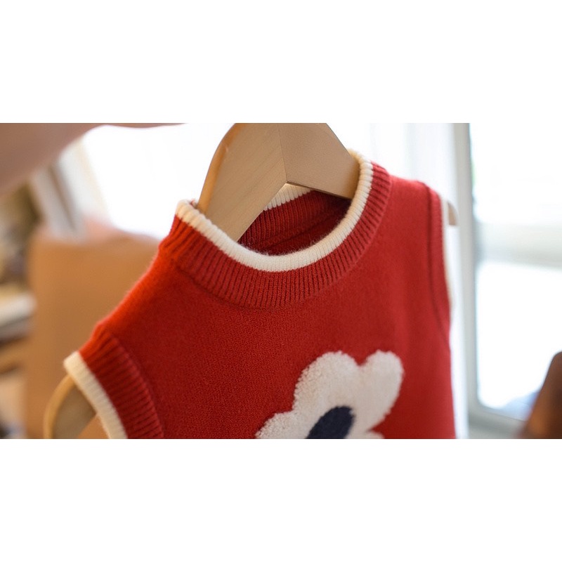 ÁO GILE LEN HOA ẤM ÁP CHO BÉ- HÀNG QCCC